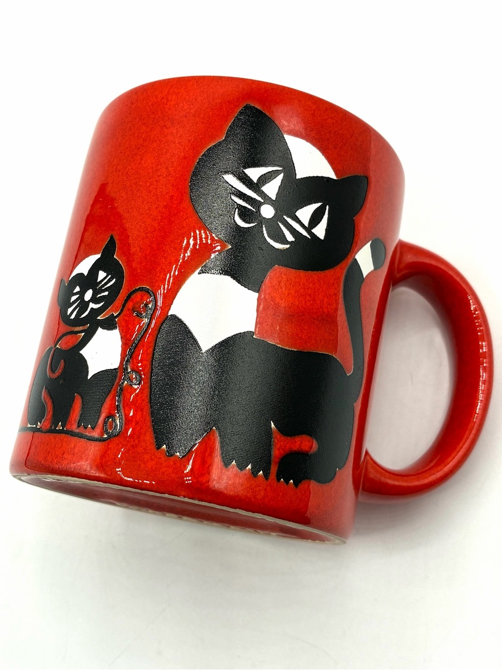 Vintage 1960s Waechtersbach Cat Kitten Yarn Mug MCM W Germany